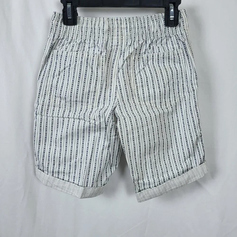 Gymboree Boy White Navy Nautical Stripe Cuffed Elastic Waist Drawstring Shorts 7